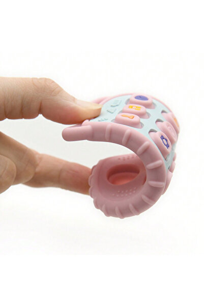 OEM Mini telefon de jucarie pentru dentitie, din silicon, roz