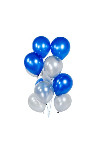 Ropet Set 10 baloane latex, Albastru/Argintiu, 30cm, Ropet