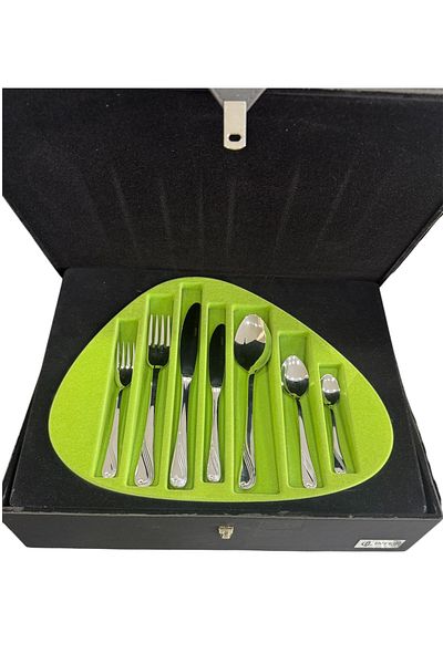 İNTER CELİK Spring Model 90 Piece Spoon-Fork-Knife Set with Leather Bag