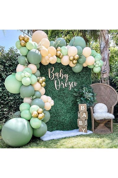 Ropet Balloon set for arch arrangements, Yellow/Green, 103 pieces, Ropet