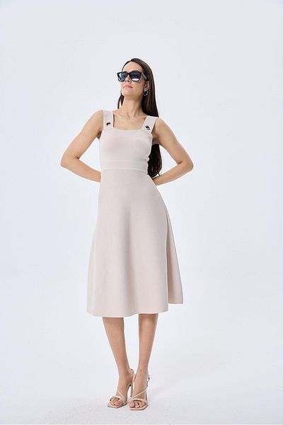 Peraluna Madison Γυναικείο Καλοκαιρινό Πλεκτό Φόρεμα Rayon - STONE