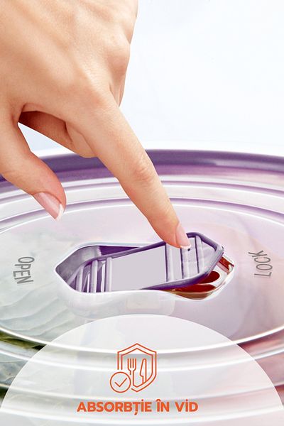 Ginza Maison Set Of 6 Food Containers (4X500 ML, 4X1000 ML, 4X2000 ML), Dark Purple, Lid With Air Release Device