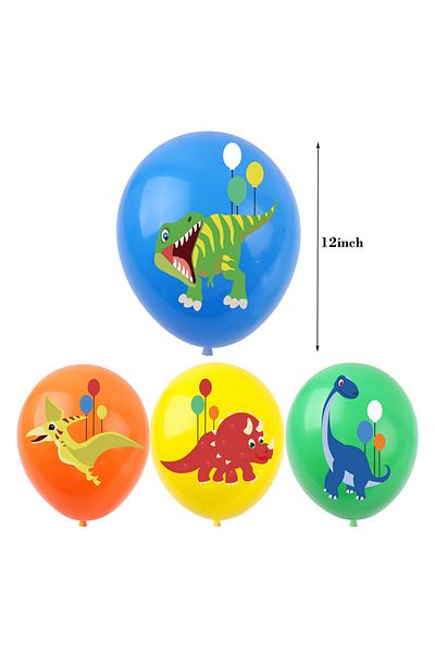 Ropet Set of 18 latex balloons, dinosaur color print, 30cm, Ropet