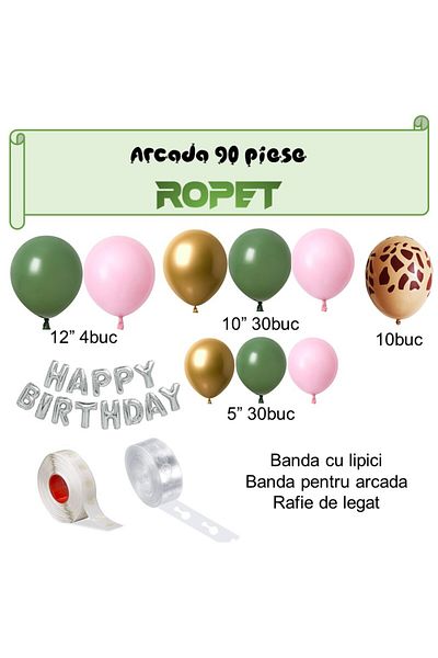 Ropet Happy Birthday party balloon and decoration set, 749, 90 pcs, Ropet