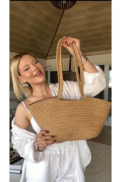 Mia Collection Summer Model El Ve Kadın Omuz Çantası Gerçek Hasır