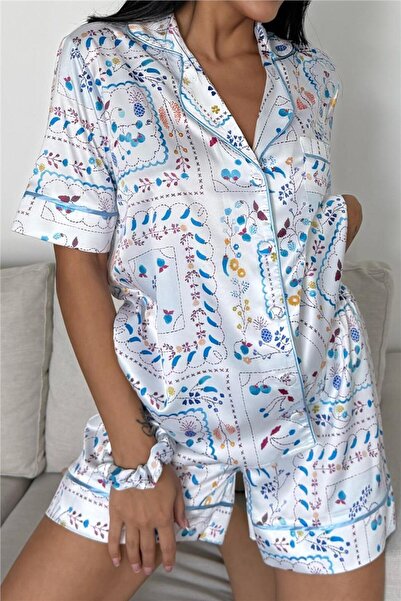 COCCOLARSI Colori Del Mondo Saten Kısa Pijama Takımı CDM2376