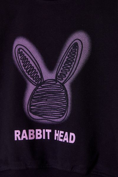 TOFİSA Black Rabbit Patterned Girl's Sweatshirt - 26101