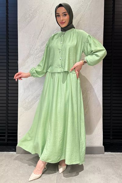 julude Πουκάμισο με λεπτομέρεια σε μπλε τσέπη Hijab Σετ δύο τεμαχίων