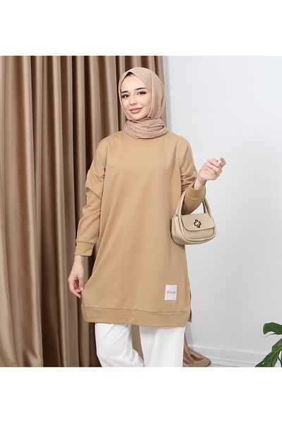 Miyalon Crew Neck Anti-Sweat Hijab Women's Tunic - Summer, Combed Cotton Fabric