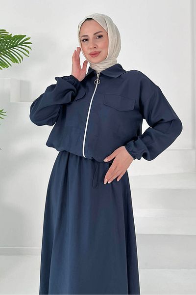 TOFİSA Costum cu fusta elastica Albastru Marin - 27011