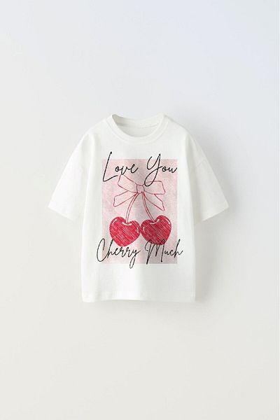 The Champ Clothing Бяла тениска - Обичам те, череша, детска тениска с щампа от черешов дизайн
