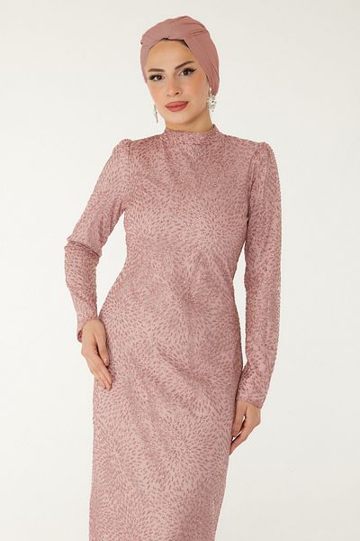 TOFİSA Sparkling Evening Dress Powder - 26520