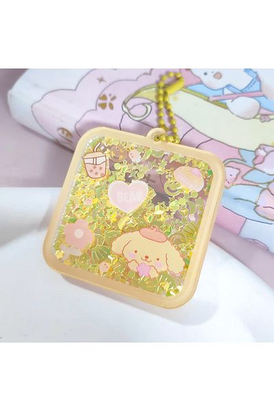 BANDAI Purin Sanrio Anime Hello Kitty Cinnamoroll KeyChain Cartoon Pochacco Kuromi Style Acrylic Bag Pendan