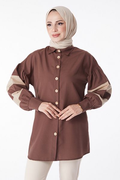 TOFİSA Women's Balloon Sleeve Garnished Shirt - 13158