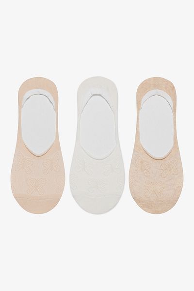 Penti 3-teilige beige Ballerina-Socken mit Schmetterlings-Jacquard