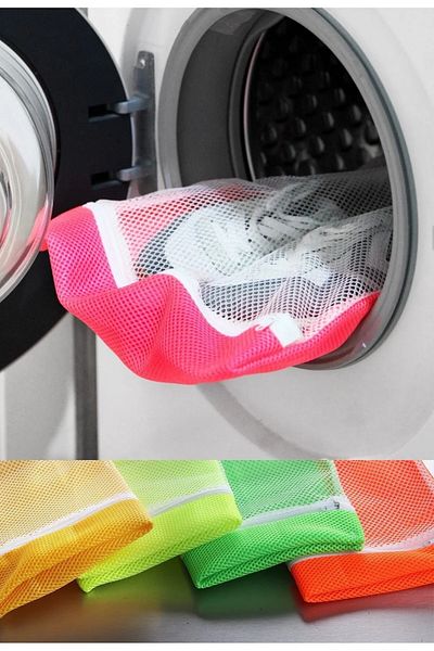 garaccu Durable Long Lasting Zippered Shoe Washing Net (Color Mixed Sent)