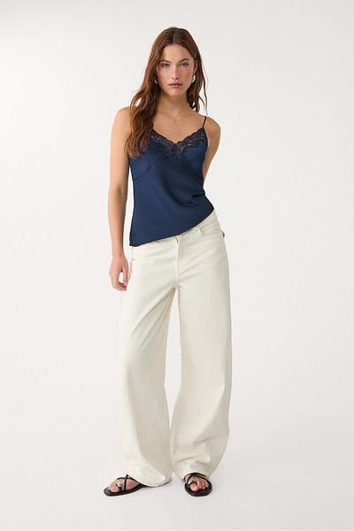 Stradivarius Glossy lace top
