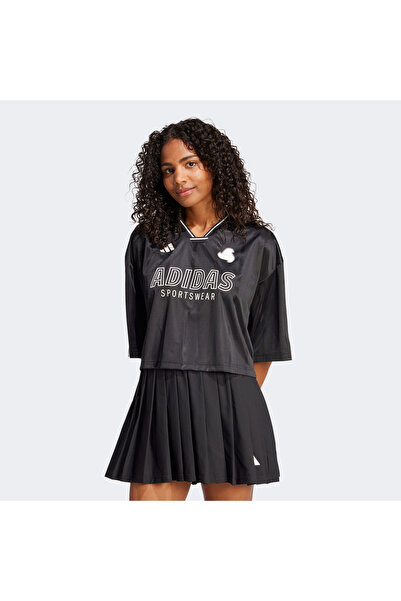 adidas Tiro Cut 3 Stripes Oversized Kadın Siyah T-Shirt