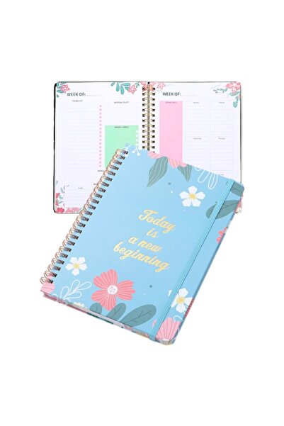 OBRO Agenda organizator si planificator saptamanal cu spirala metalica, habit...