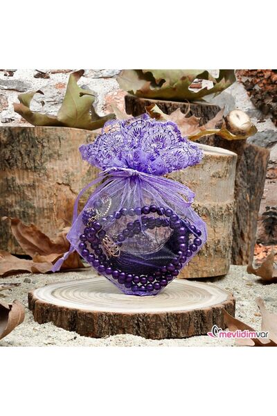 İkranur Μαργαριτάρι Ροζ Προσευχής (Μωβ Τούλι Θήκη)