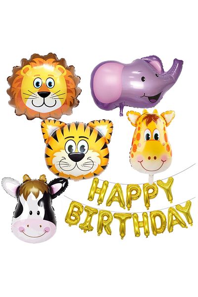Ropet Set of 18 balloons, animals, happy birthday, anniversary party, jungle party, zoo, safari