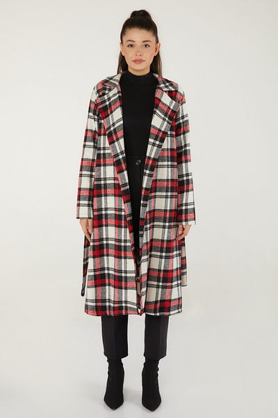 TOFİSA Patterned Stamp Coat Black - 13351