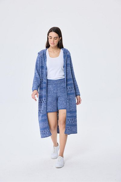 Peraluna Dragă, Pantaloni scurți de tricotaj pentru femei de vară - DENIM MIX