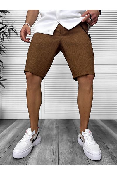 dehaine Men's shorts, plaid, casual, brown, 13057