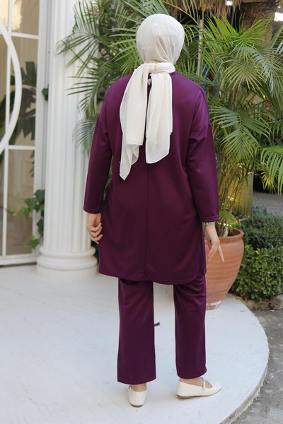 TOFİSA Sports Tunic Trousers Double Set Purple - 13154