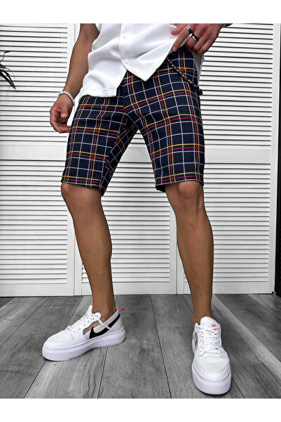 dehaine Pantaloni scurti, pentru barbati, carouri, casual, bleumarin, 13161