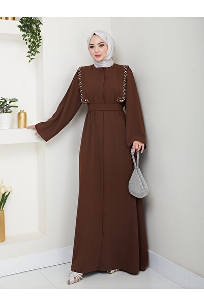 EFSUN MODA Taşli Abaya Tesettür Giyim Kadin Ferace Elbise Siyah