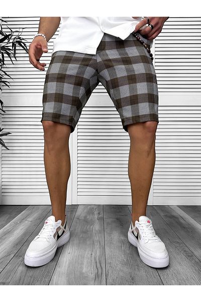 dehaine Shorts, for men, plaid, casual, brown, 13156