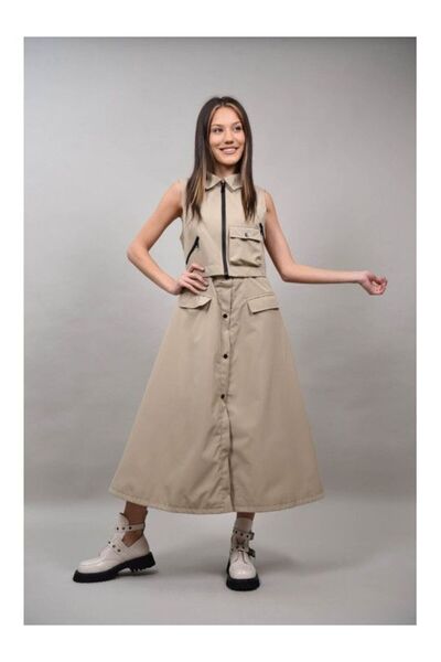 TRENDY.İNG ROCHIE TIP SARAFAN CU CAPSE DUO PATTADA M Bej