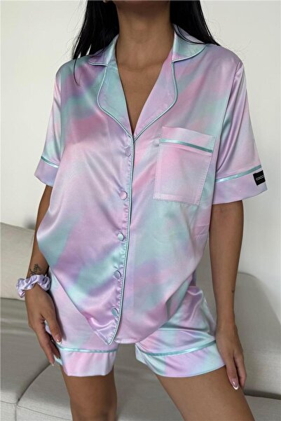 COCCOLARSI Colori Del Mondo Saten Kısa Pijama Takımı CDM2374