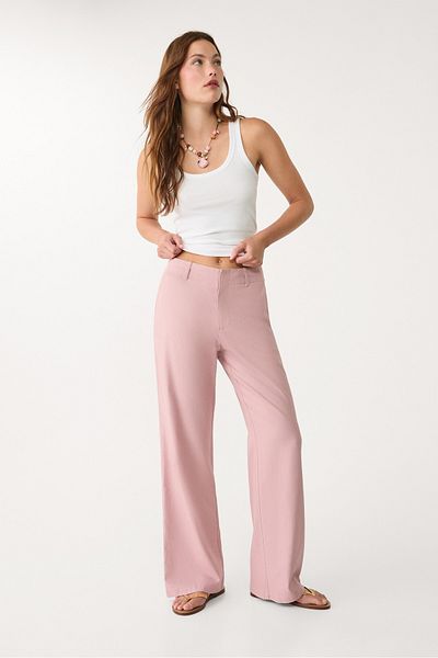 Stradivarius Flowing linen blend straight-leg trousers