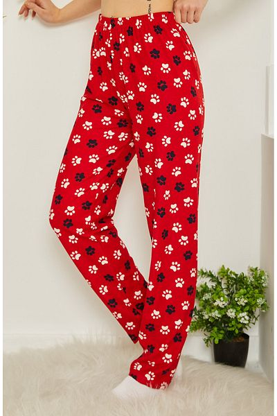 TOFİSA Red Patterned Pajama Bottoms - 26730