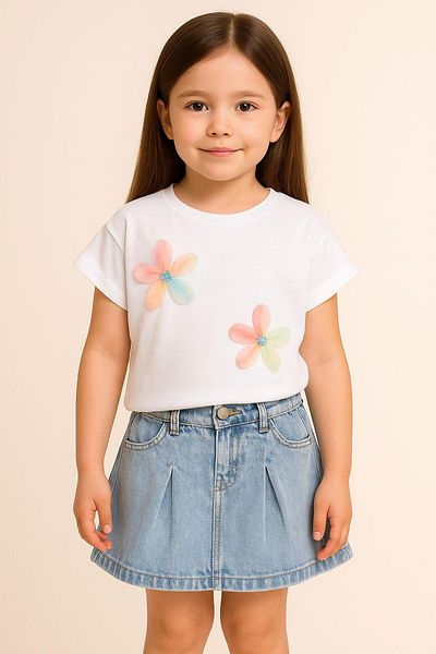 KOKOŞ BEBEK Floral Detailed Denim Skirt Suit |   Between 1/8 Years