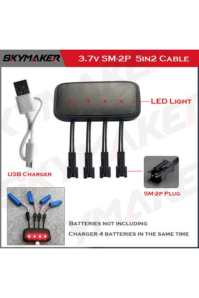 Choice 4in1CHRBOX-SM2p Lipo Battery 1s 3.7v USB Charger Cable JST MX2.0 SM-2P For SYMA Hubsan JJRC RC Boat