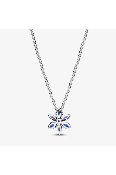 Pandora Pandora Necklace with Shiny Blue Flower Pendant Zirconia and 925 Silver - 45cm