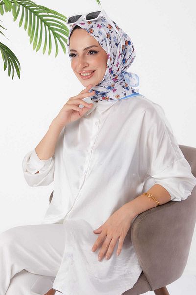 TOFİSA Patterned Scarf Baby Blue - 25978