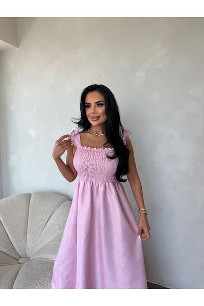 LİLA İSTANBUL Strappy Gimped Princess Floral Patterned Summer Dress