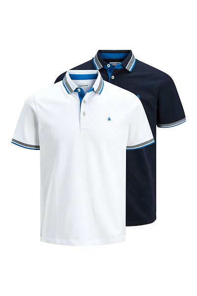Jack & Jones Jack Jones Set de 2 Tricouri Polo pentru Bărbați 12191216 Alb, Bleumarin