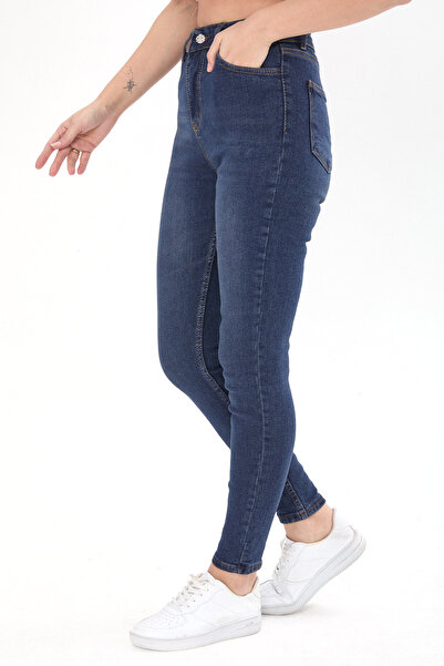 TOFİSA Hnedé Skinny Lycra dámske džínsy - Stredný rovný strih - 23659