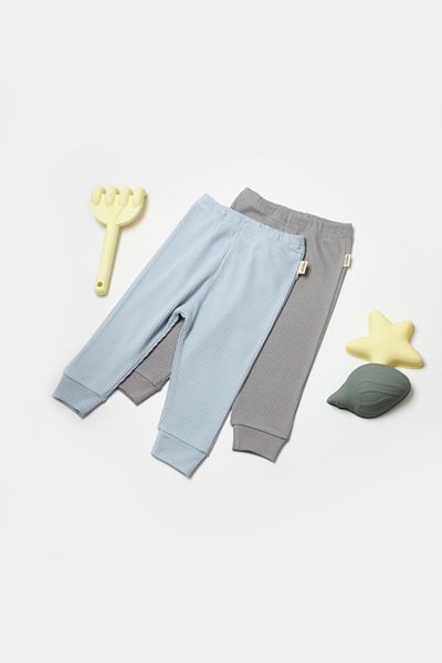 BabyCosy Organic Wear Set 2 pantaloni Bamboo, bleu, BabyCosy, 50%bumbac+50% bambus