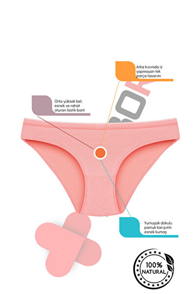 BEGBOR LİNGERİE Solid Textured High Waist Women's Slip Panties – Soft Cotton Comfort