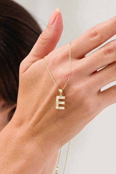 FERMAS KUYUMCULUK 14 Ayar Kalemli E Harfli Altın Kolye
