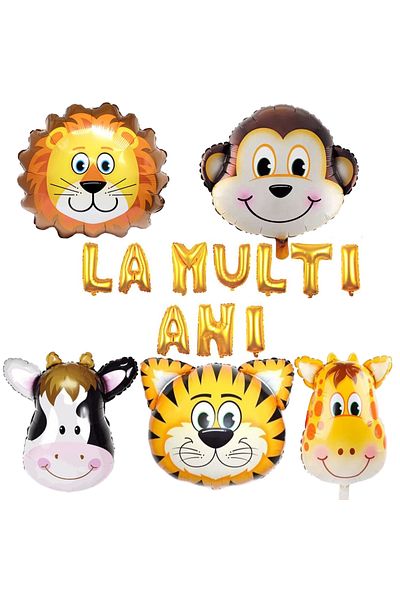 Ropet Set of 15 balloons, animals, happy birthday, birthday party, jungle party, zoo, safari