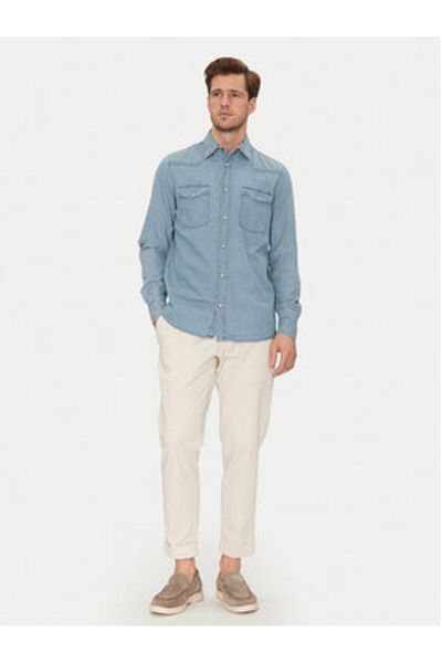 Indicode Cămașă din denim pentru bărbați INASK 20-605 Albastră