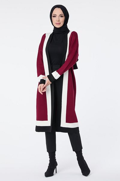 TOFİSA Pletený kardigan Claret Red - 23734