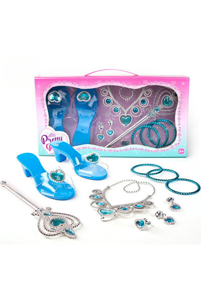 MYGVN مجموعة ألعاب مجوهرات للبنات 8140-1، أحذية كريستال، قلادة، تاج، أقراط، س...